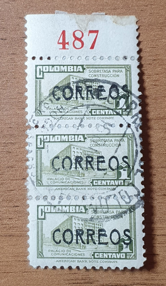 Colombia Stamps 1948. Obligatory Tax, Surcharge on Savings Bank Stamps. Sc: CO 562. Used.