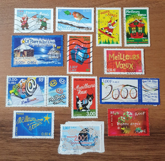 France New Year and Best Wishes Stamps Collection. Used.