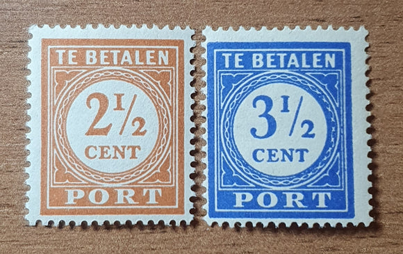 Netherlands and Suriname Postage Due Stamps 1946. Mint Hinged. Numeral.