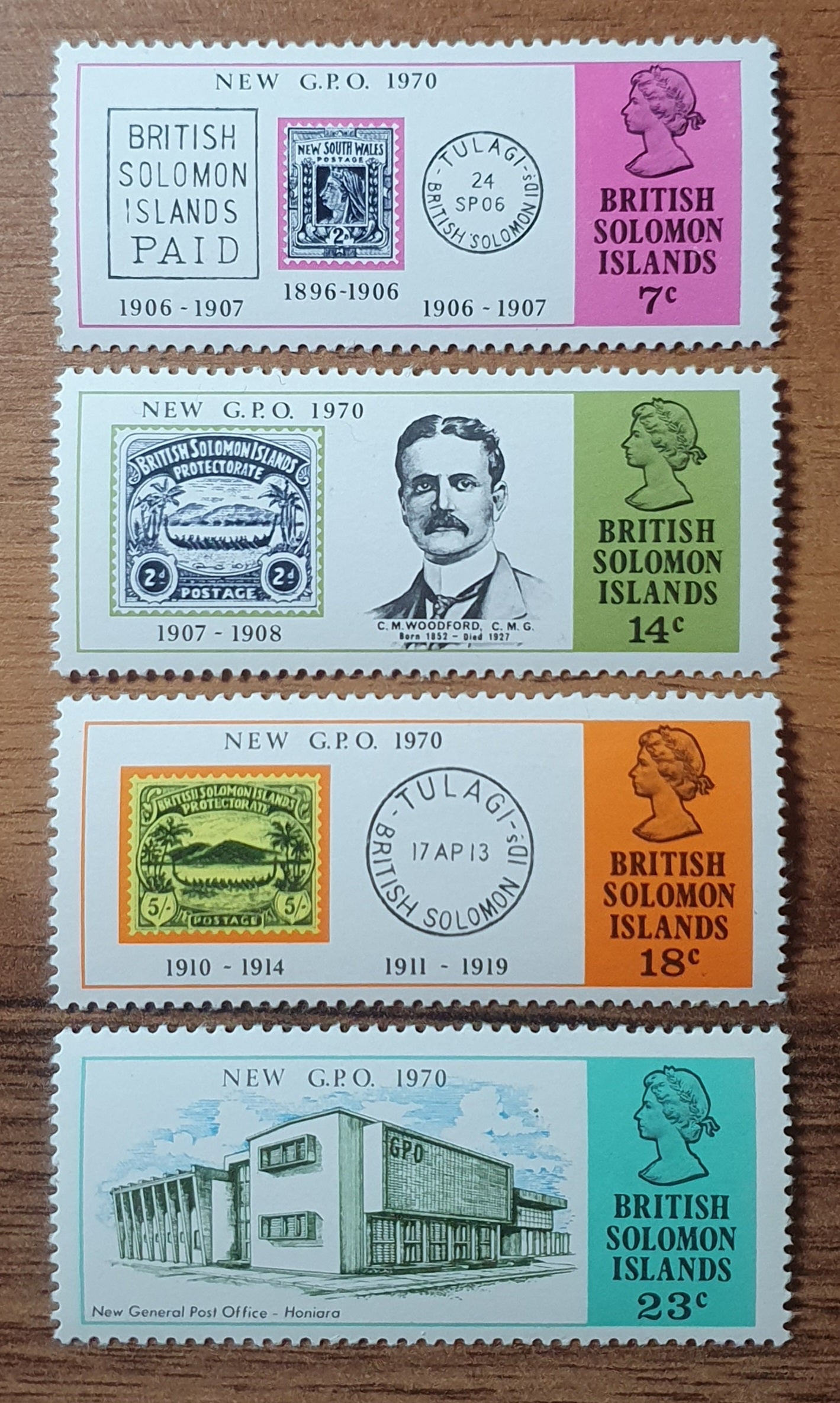 British Solomon Islands Stamps 1970. New General Post Office. Sg SB 204 7. Mint