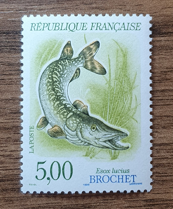 France Stamp 1990. Northern Pike, Fish. Yt: 266. Mint.