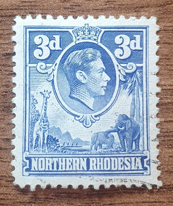 Northern Rhodesia Stamp 1938. King George VI and Animals. Sc: GB-NR 34. Used.