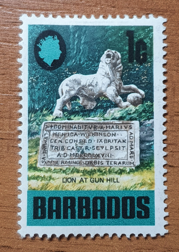 Barbados Stamp 1970. Lion at Gun Hill. Sc: BB 328. Used.