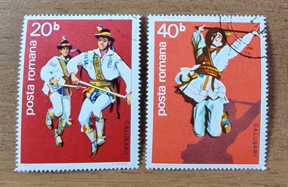 Romania Stamps 1977. Folk Dancers. Mi: RO 3474/5. CTO.