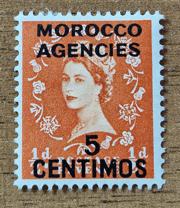 Morocco British Post Office Stamp 1956. Queen Elizabeth II. Sg: GB-MA 189. Unused.