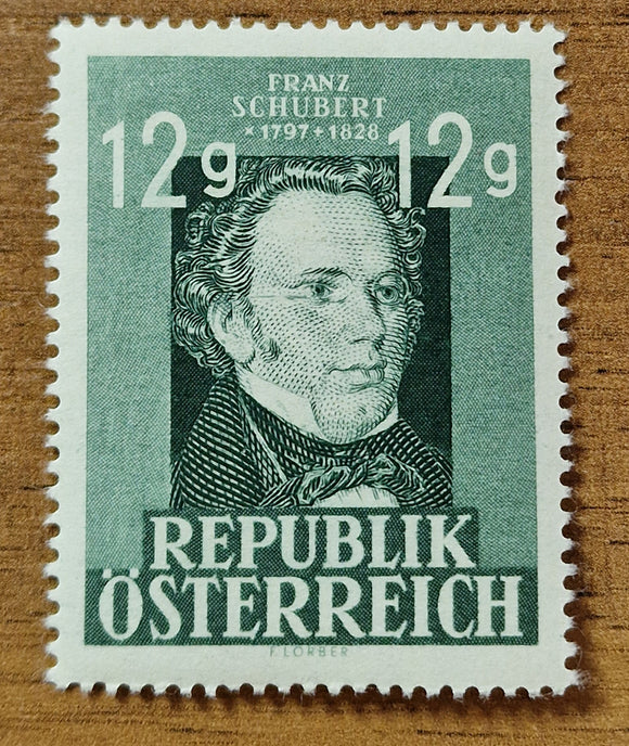 Austria Stamp 1947. 150th Birth Anniversary of Franz Schubert. Mi: AT 801. Mint Hinged.