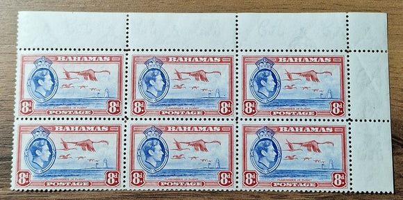 Bahamas Block of Stamps 1938. Flamingoes in Flight. Sg: 160. Mint.