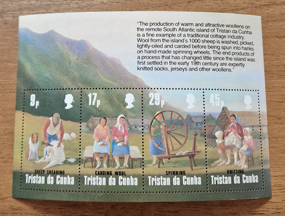 Tristan Da Cunha Minisheet Stamps 1984. Wool Industry. Sc: TA 363a. Mint.