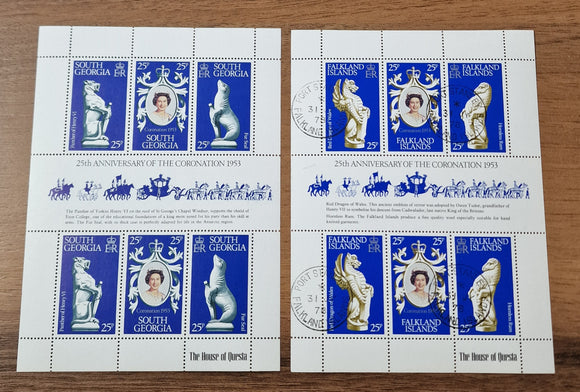 South Georgia and Falkland Islands Minisheet Stamps 1978. Coronation 25th Anniversary. Mint.