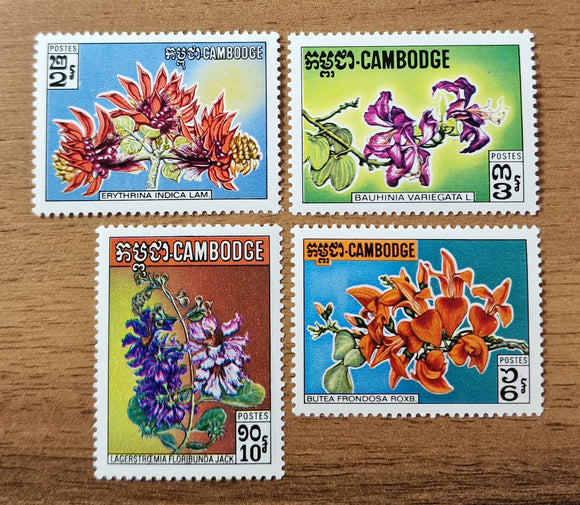 Cambodia Stamps 1971. Wild Flowers. Sc: KH 259/62. Mint.