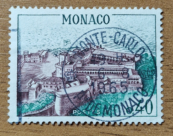 Monaco Stamp 1965. Prince's Palace from the Bird's Eye View. Yt: MC 545a. Used.