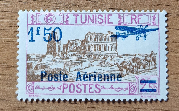 Tunisia Stamp 1930. Airmail; Amphitheatre of El Jem. Sc: TN C12. Mint Hinged.