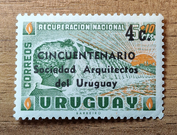 Uruguay Stamp 1966. National Recovery, Overprinted (Architects Association, 50th Anniversary). Sc: UY 727. Mint Hinged.