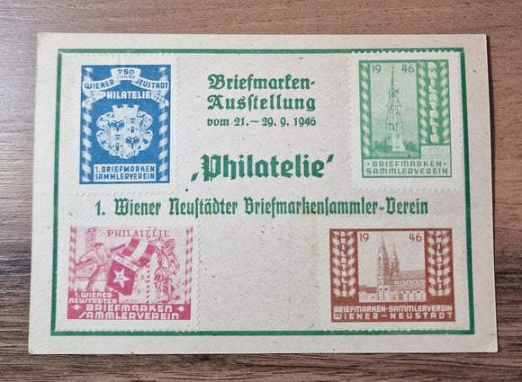 Austria Postcard with Cinderella Stamps 1946. Stamp Exhibition; 