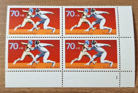 Germany, Berlin Block of Stamps 1978. Fencing. Mi: DE-BE 568. Mint.