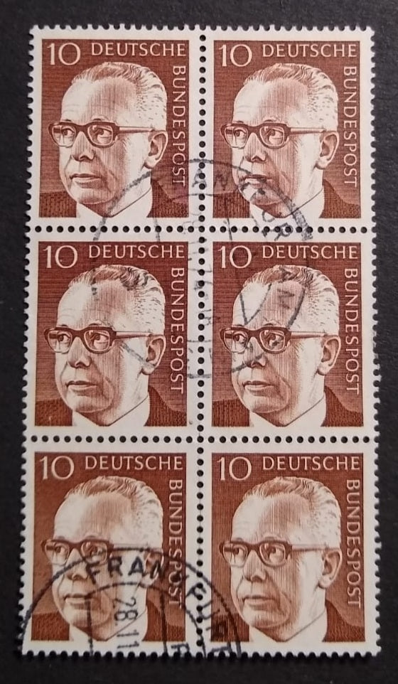 Germany Block of Stamps 1970. Gustav Heinemann. Mi: DE 636. Used Hinged.