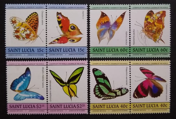 Saint Lucia Stamps 1985. Butterflies. Sc: LC 731/4. Mint.