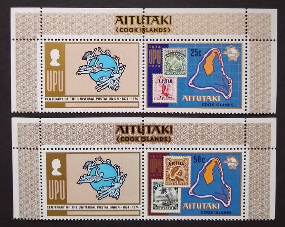 Aitutaki Stamps 1974. UPU Centenary. Sc: CK-AI 102/3. Mint.