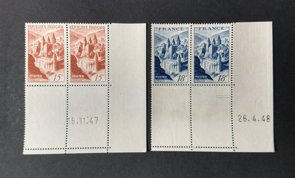 France Stamps 1947-1948, Conques Abbey with Corner Control. YT & Spink: 792- 805. Mint - StampsPhilately