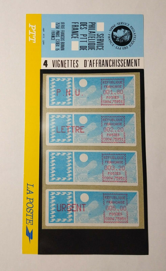 rance 4 Stamps Vignette d'affranchissement 1985. P.N.U; Lettre; Urgent. - StampsPhilately