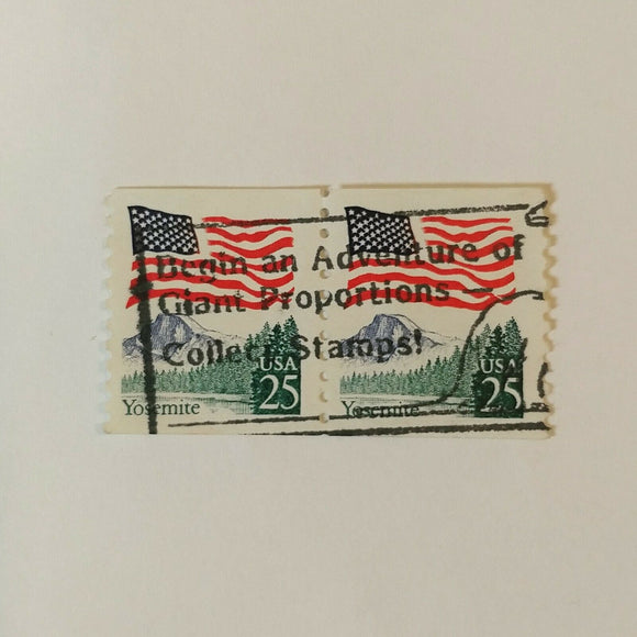 US Stamps Collection. 1988, Flag & Yosemite, coil. Used. Slogan Postmark. Scott: #2280 - StampsPhilately